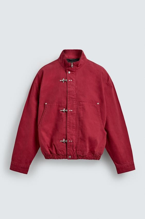 Vintage Metal Buckle Cropped Jacket