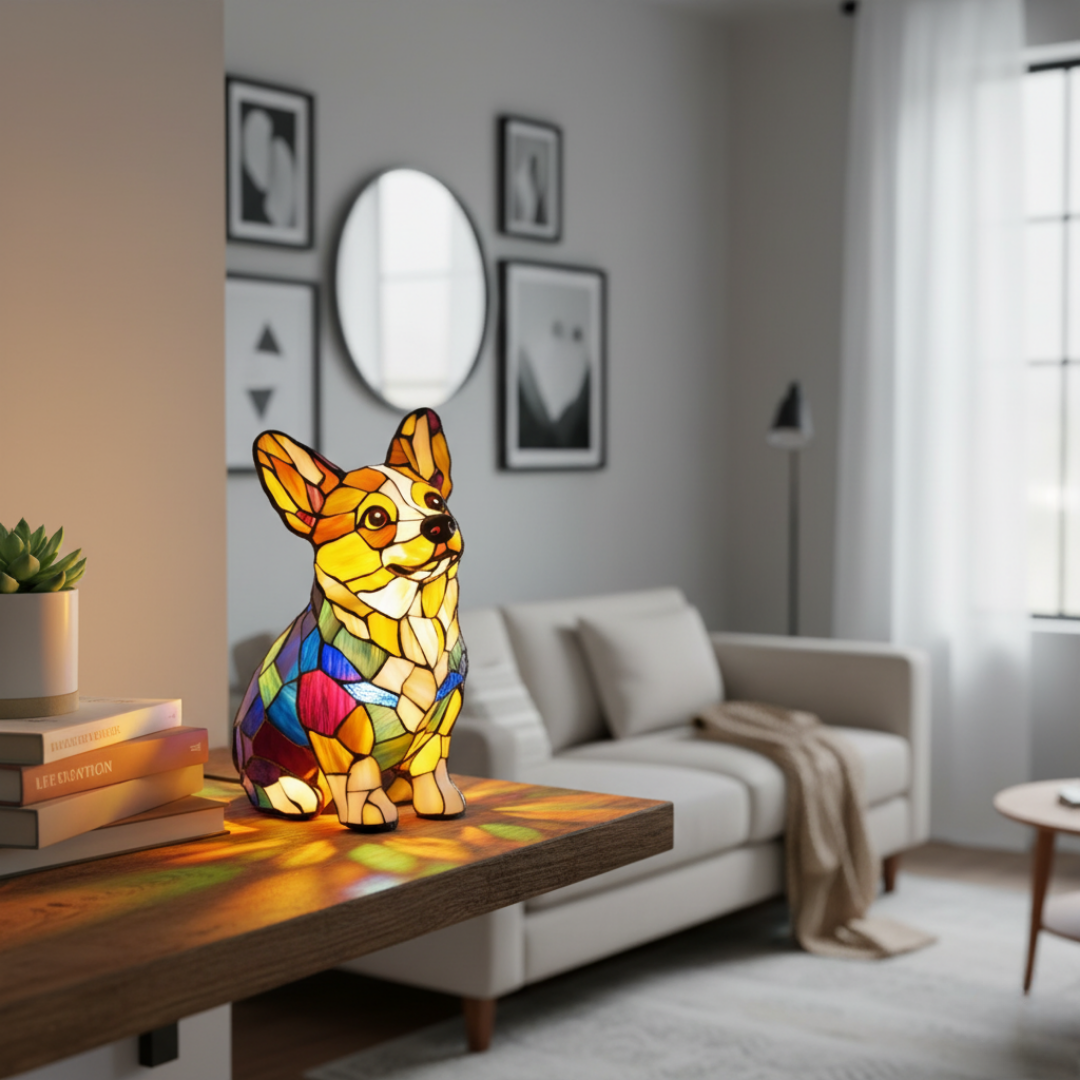 Corgi | Lampada in vetro colorato