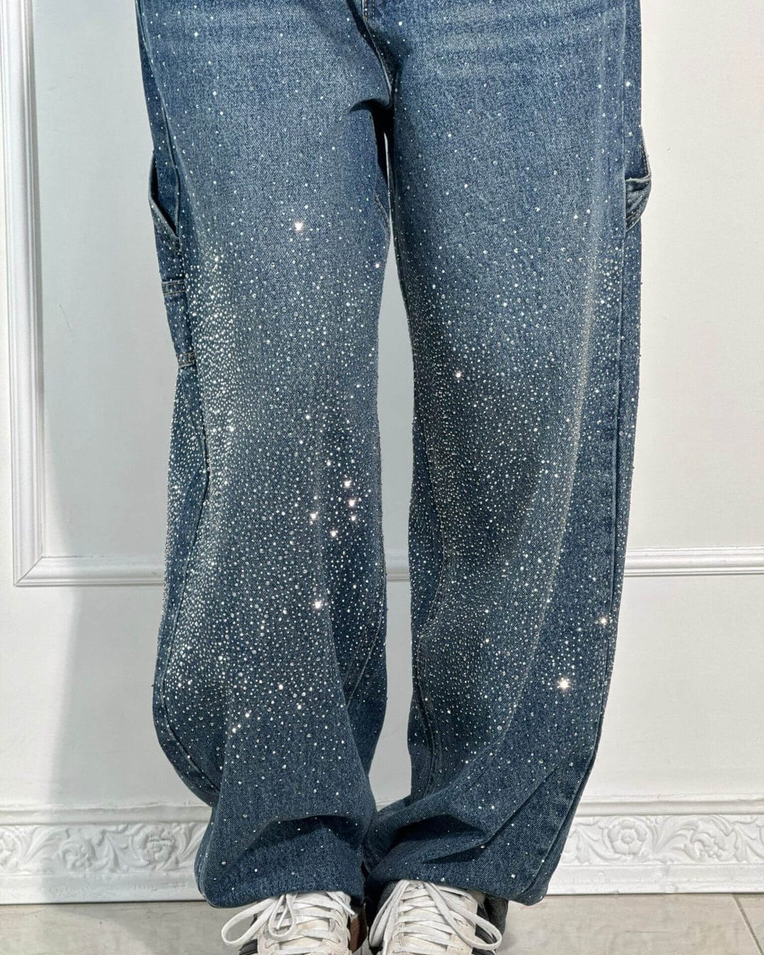 Zenova™ Crystal | Glitter Jeans med vida ben