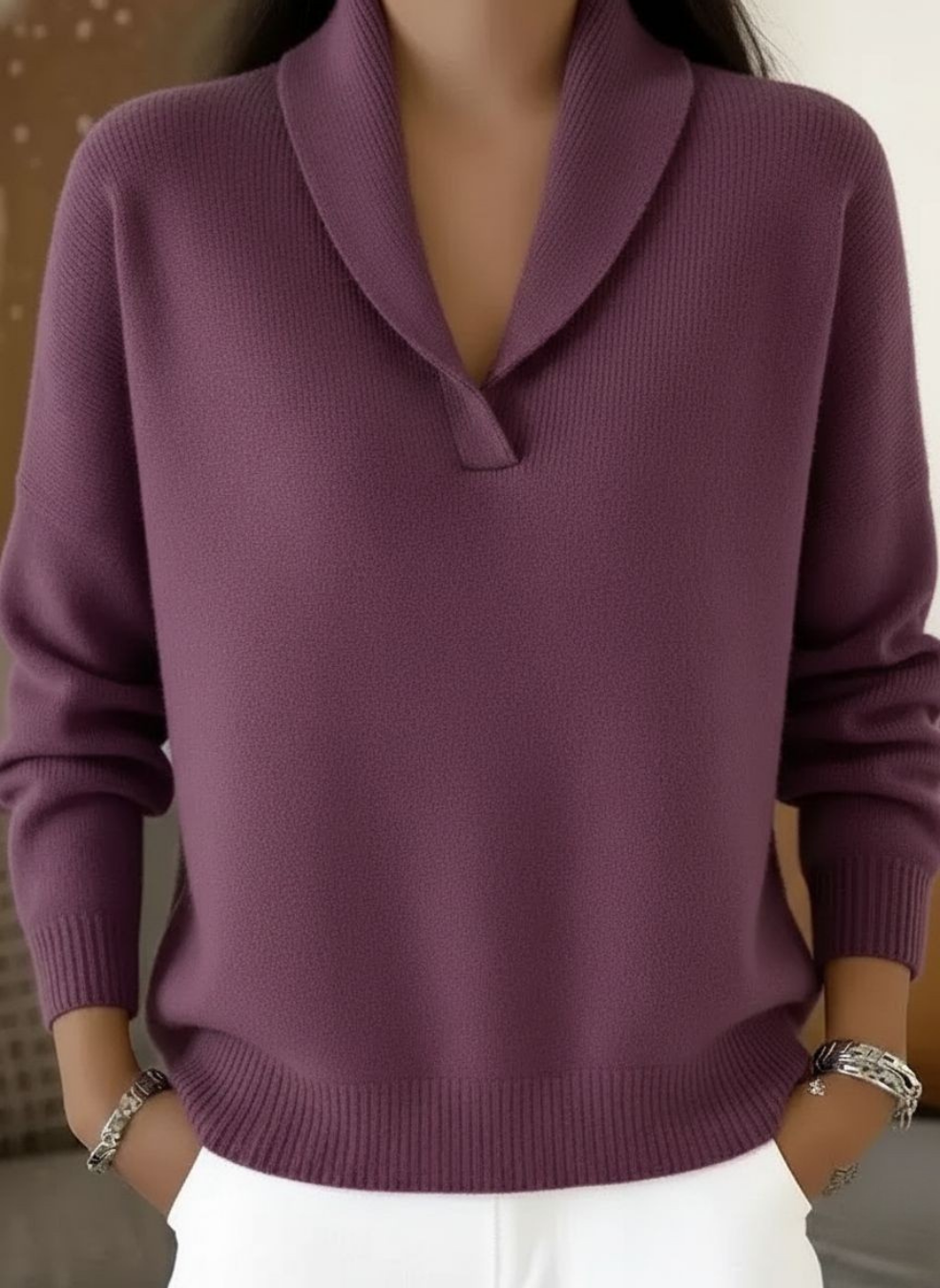 Evelyn | Maglione in maglia scollato a V relaxed