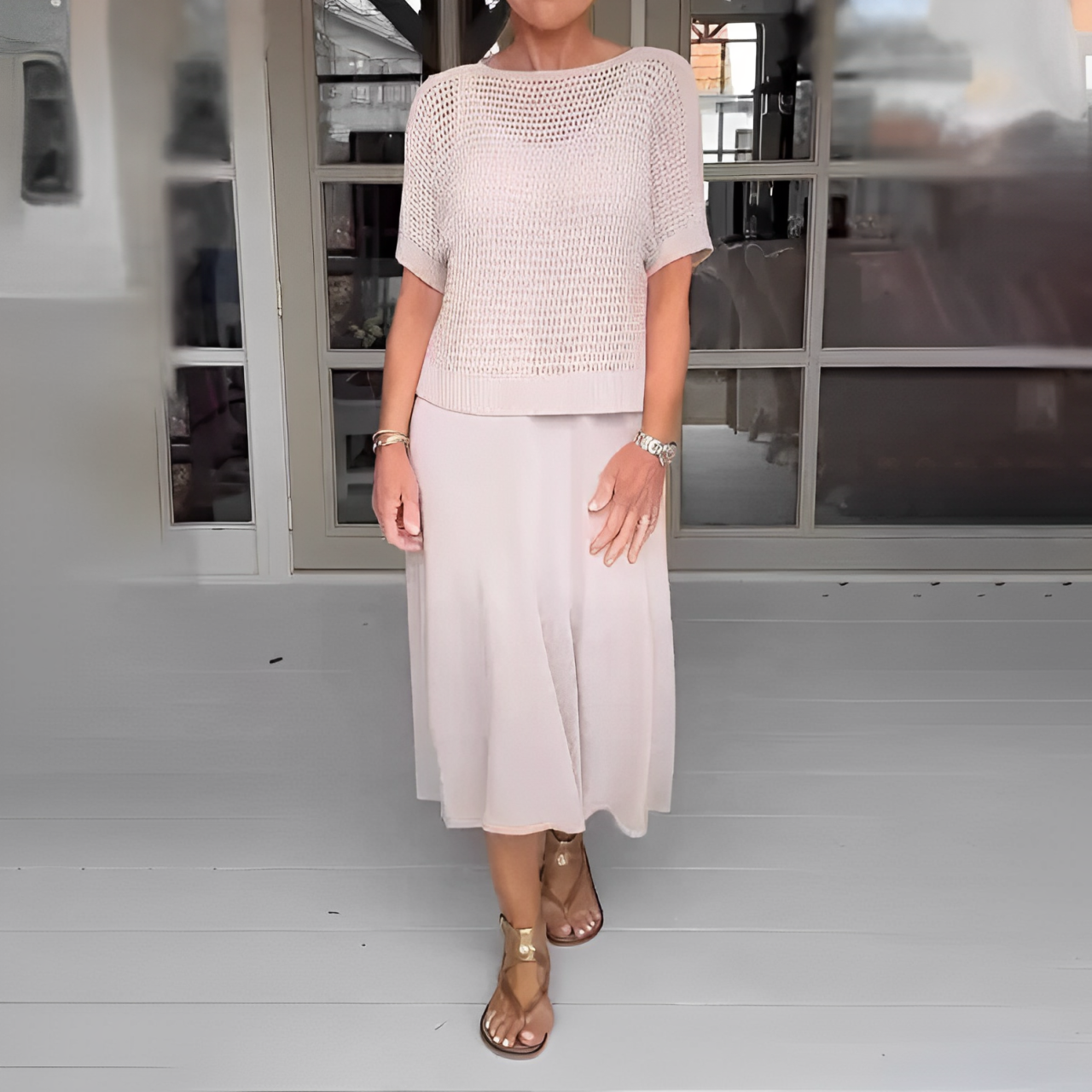 Zenova™ Becka | Mediterrarean Klänning + Matchande virkad gåvoset