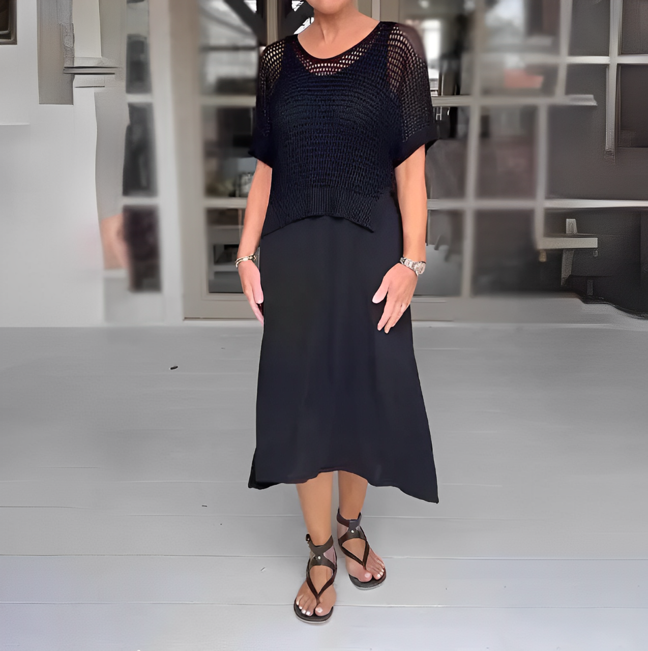 Zenova™ Becka | Mediterrarean Klänning + Matchande virkad gåvoset