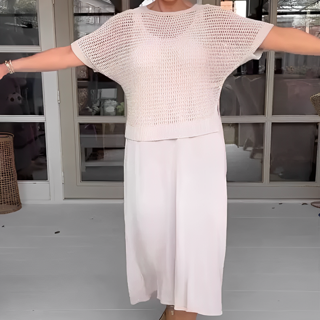 Zenova™ Becka | Mediterrarean Klänning + Matchande virkad gåvoset