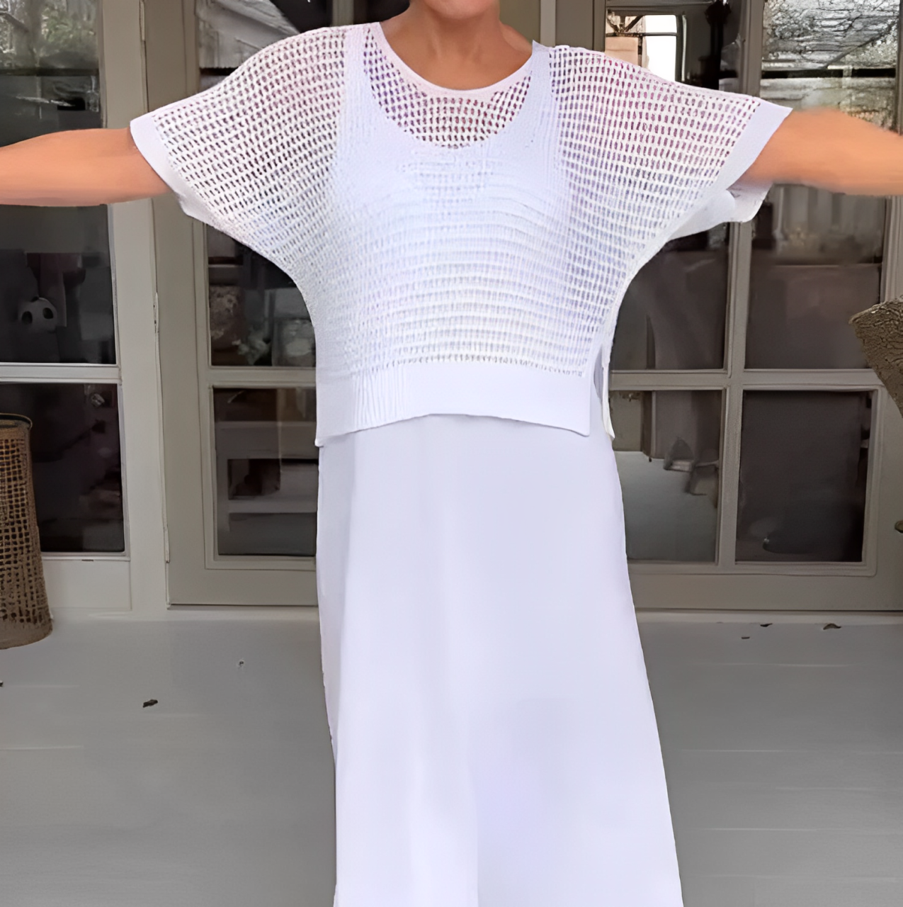 Zenova™ Becka | Mediterrarean Klänning + Matchande virkad gåvoset