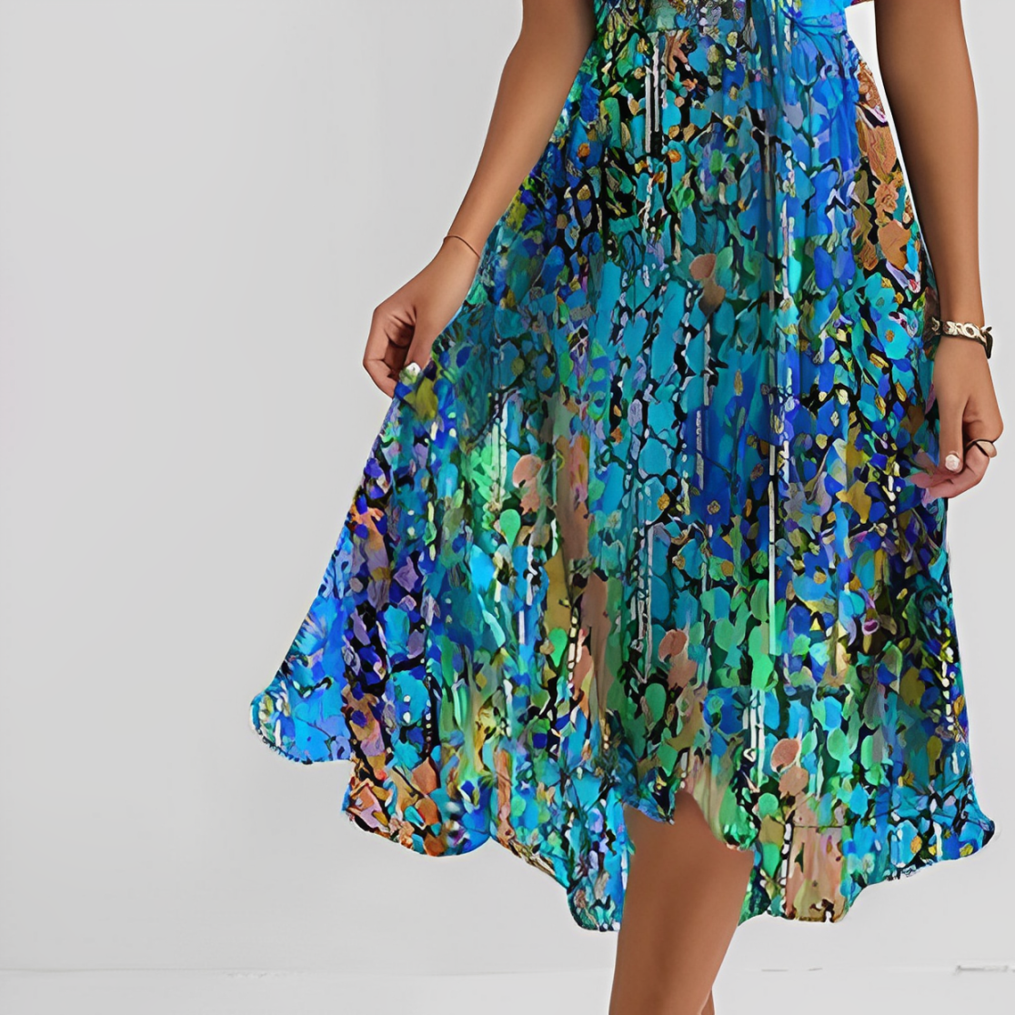 Zenova™ Madi | Special Midiklänning - Kortärmad Blå