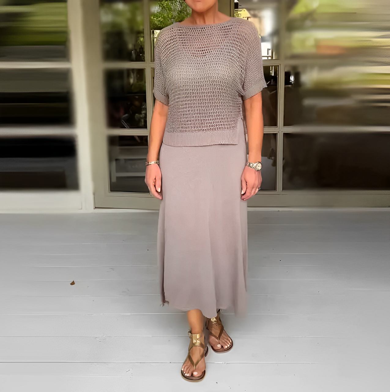 Zenova™ Becka | Mediterrarean Klänning + Matchande virkad gåvoset