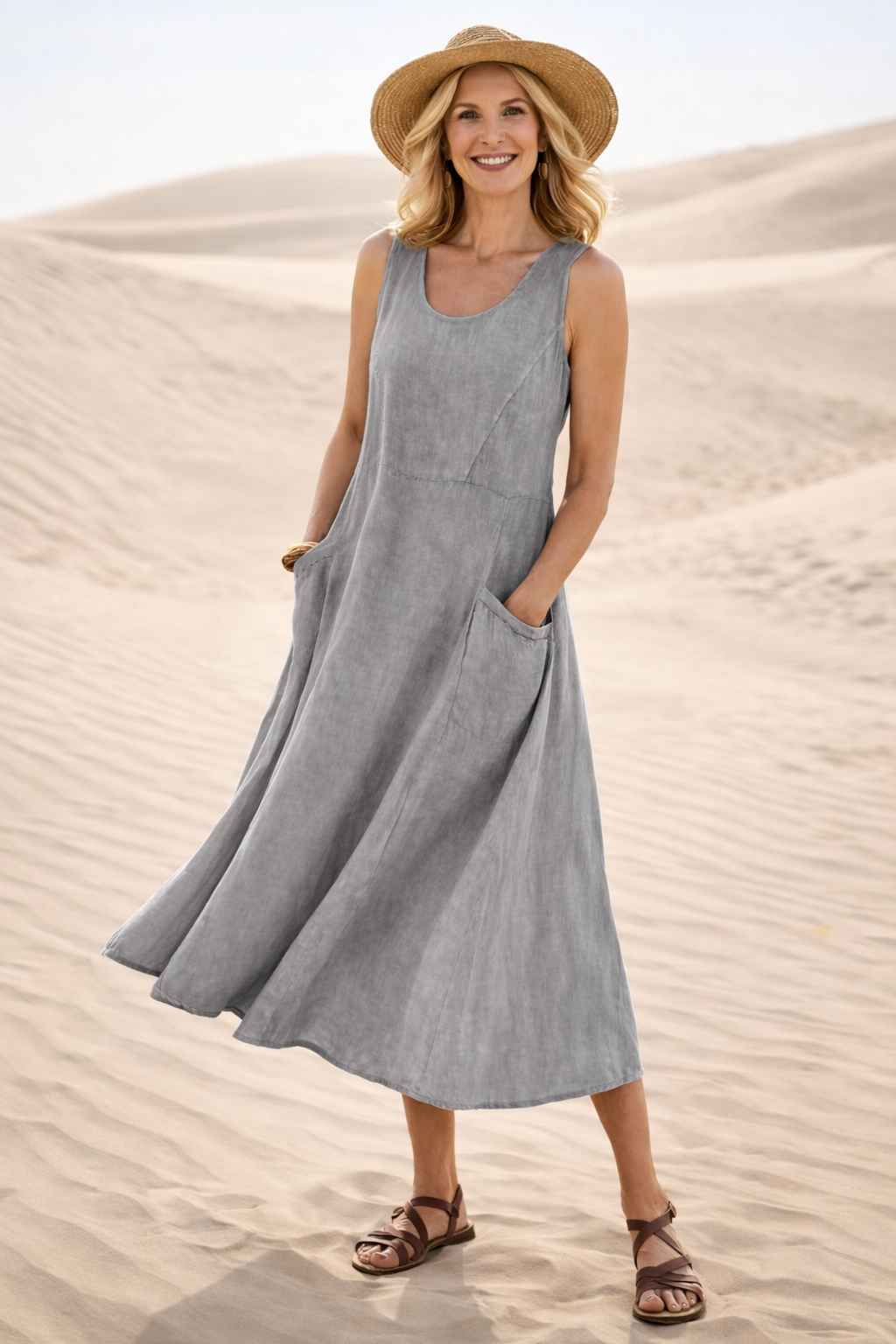 Merna | Comodo Vestito a Trapezio di Lunghezza Midi