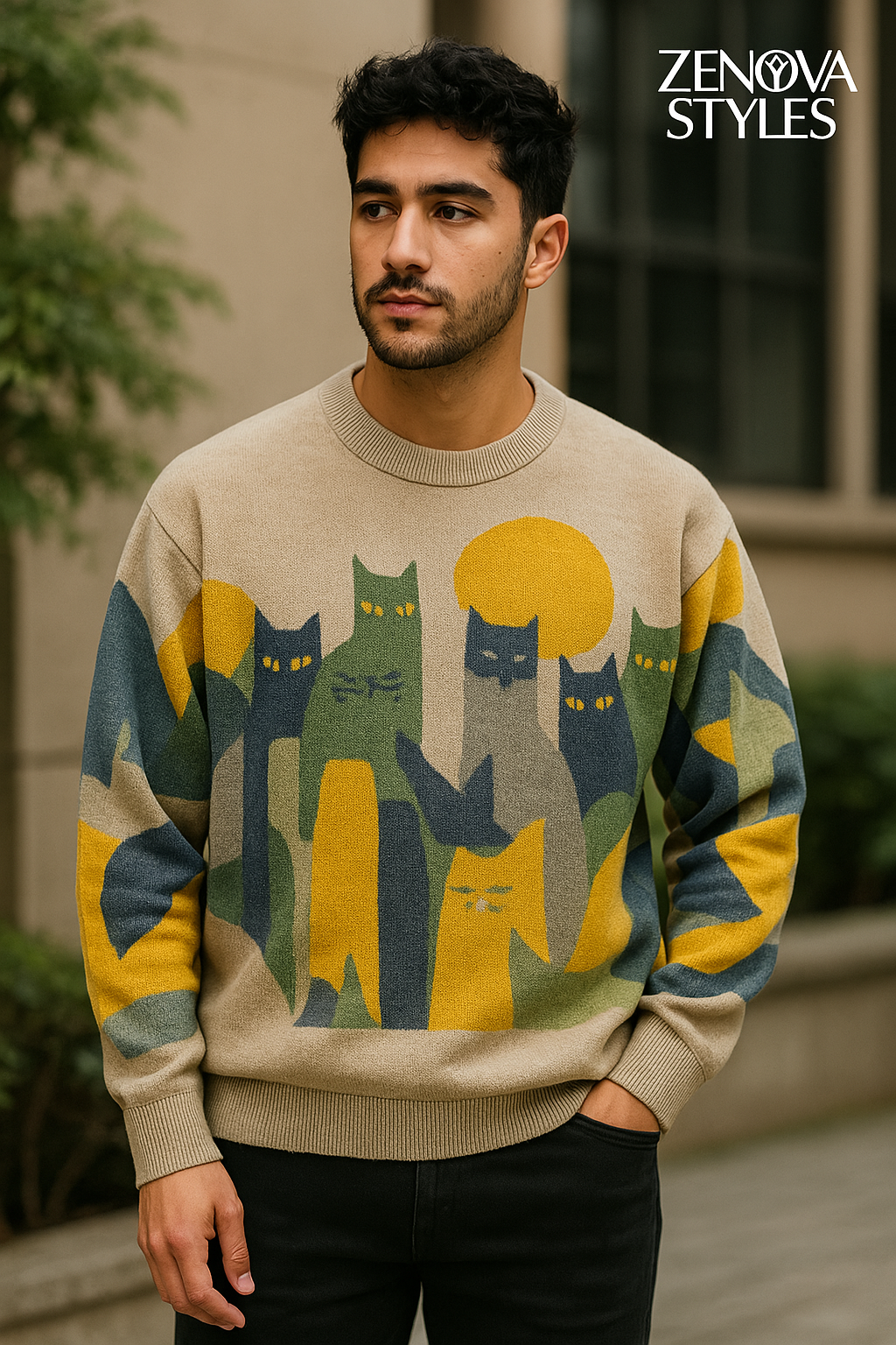 Zenova™ Katsu | Grafisk stickad tröja