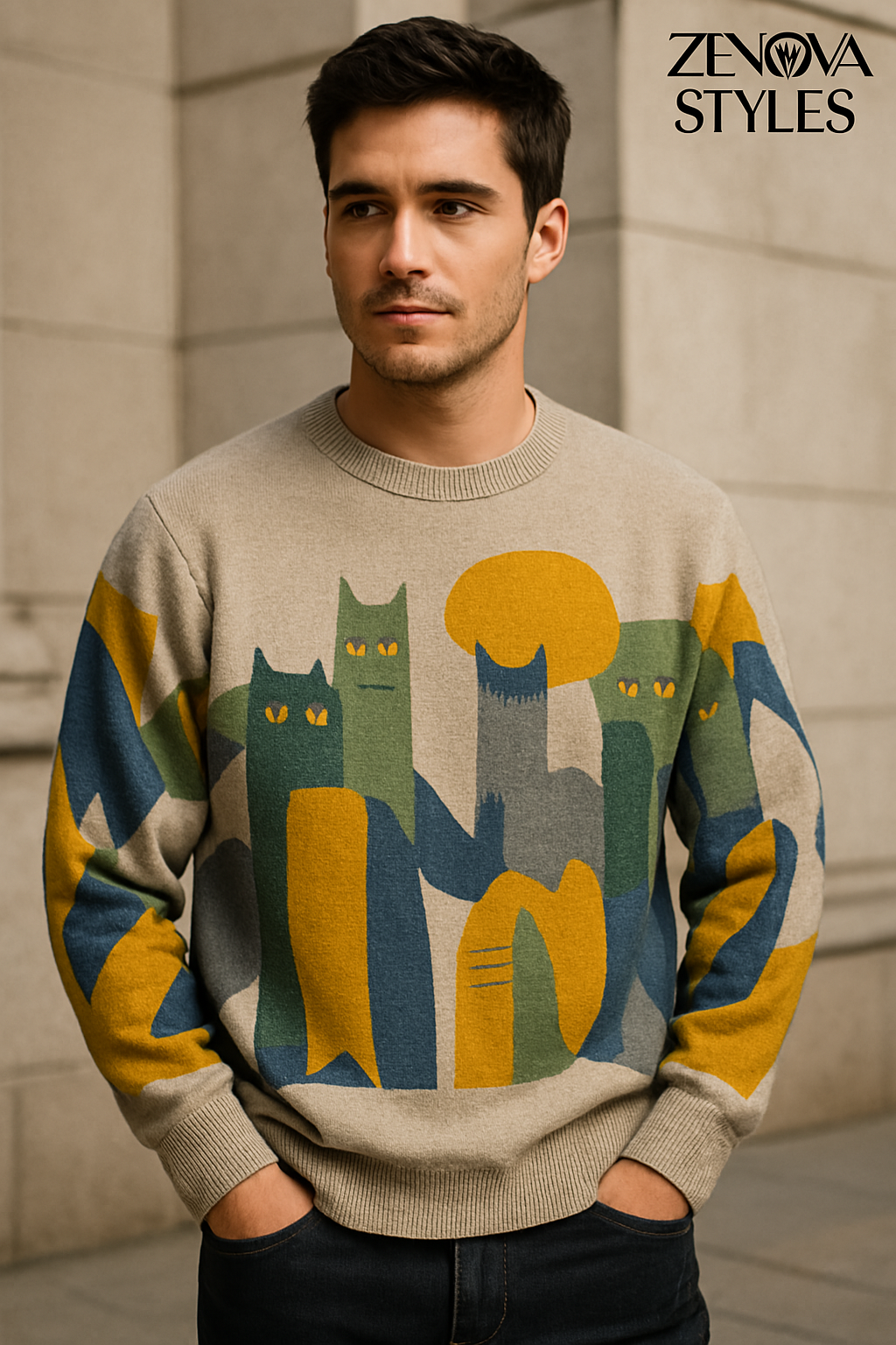 Zenova™ Katsu | Grafisk stickad tröja