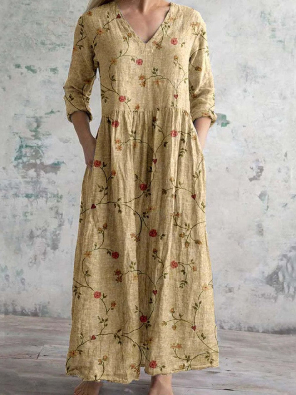 Zenova™ Celestine | Abito lungo con stampa floreale vintage