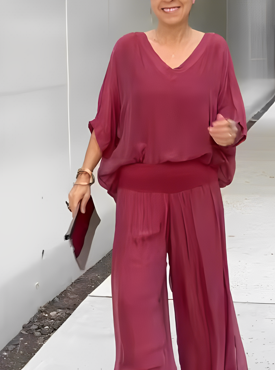 Zenova™ Sharah | Bohemisk jumpsuit i chiffong - V-hals