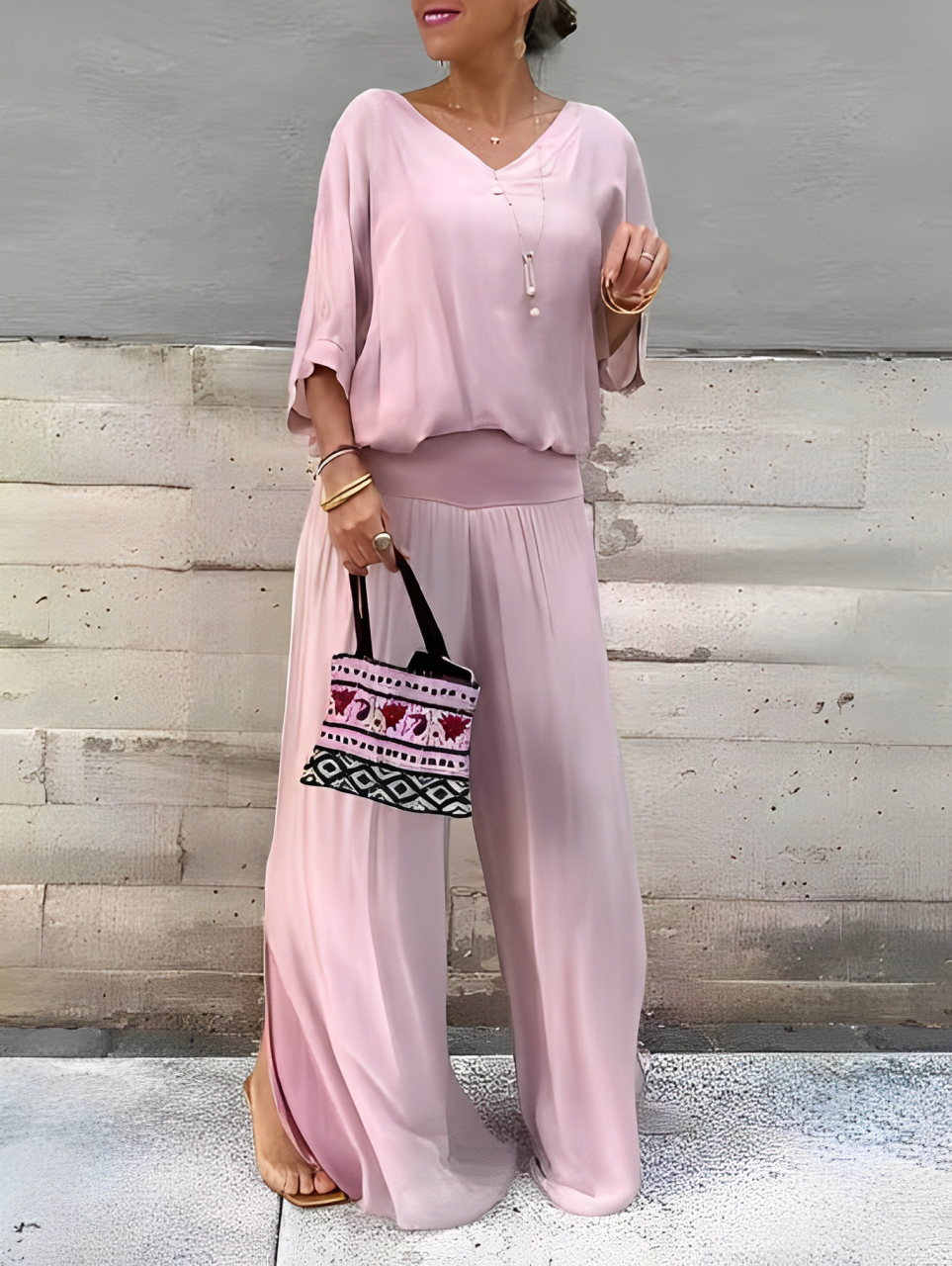 Zenova™ Sharah | Bohemisk jumpsuit i chiffong - V-hals