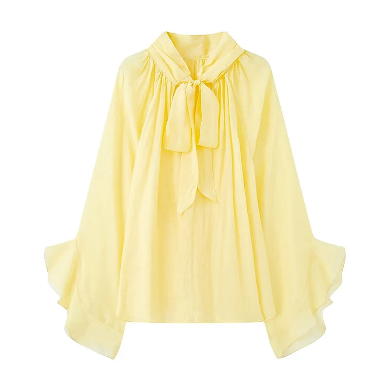 Camicetta con fiocco in chiffon