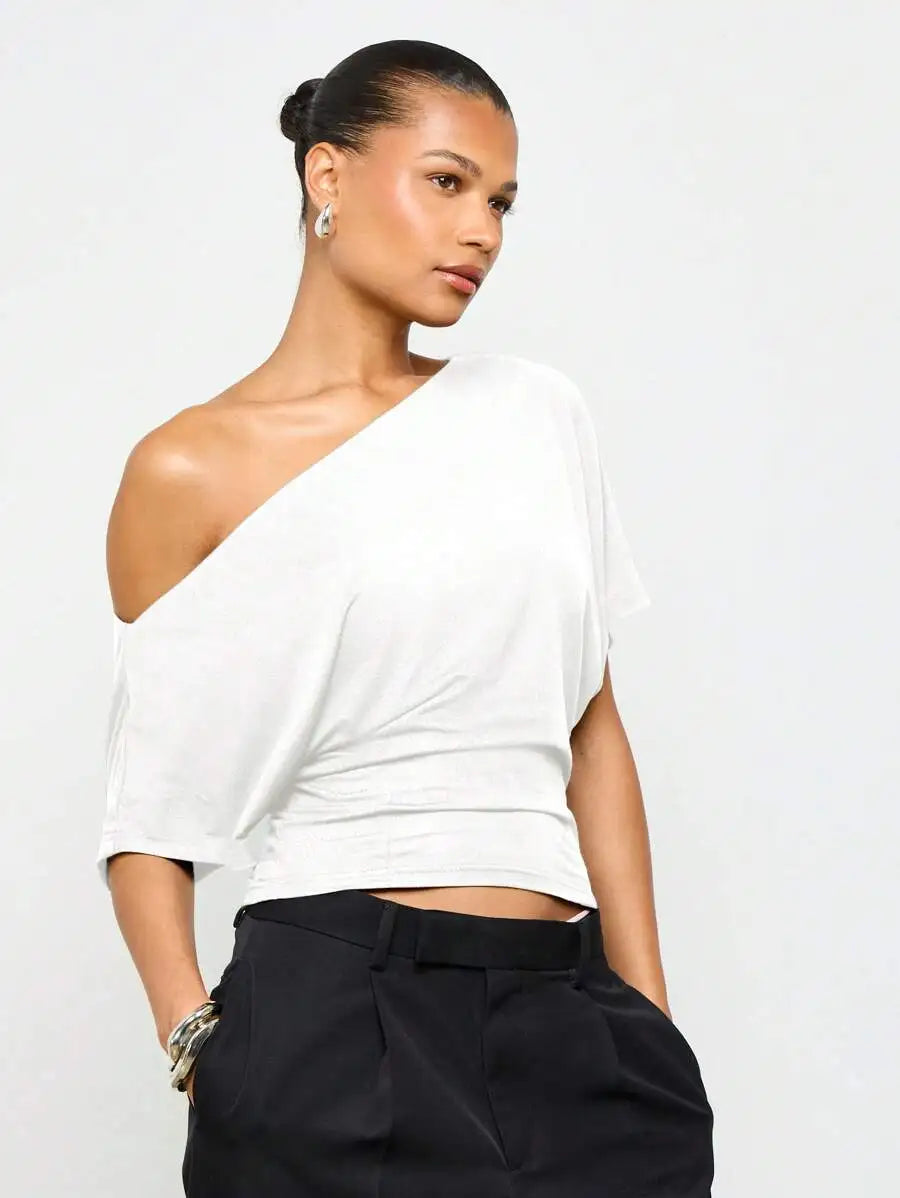 Asymmetrical Off-Shoulder Cropped Top
