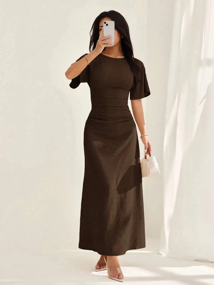 Elegante Vestito Midi Estivo in Misto Lino