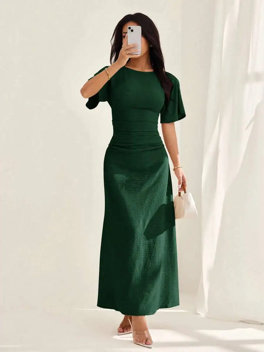 Elegante Vestito Midi Estivo in Misto Lino