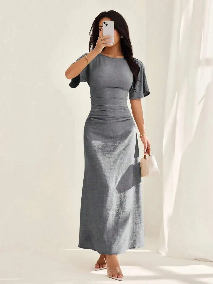 Elegante Vestito Midi Estivo in Misto Lino