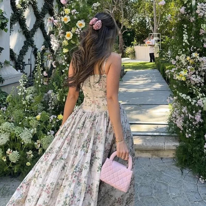Maxi prendisole elegante a fantasia floreale
