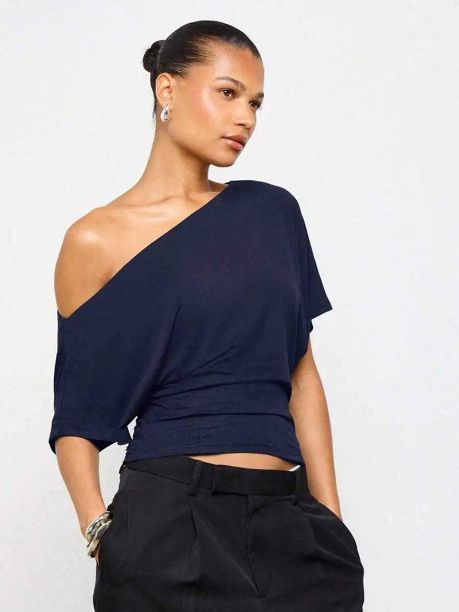 Asymmetrical Off-Shoulder Cropped Top