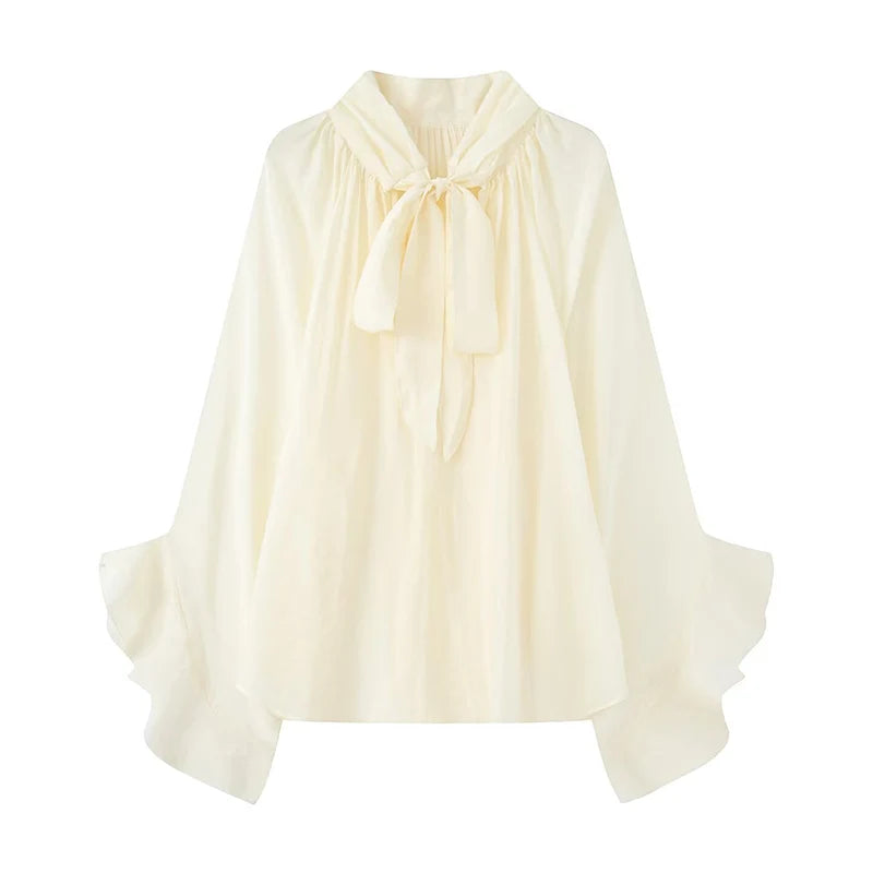 Camicetta con fiocco in chiffon