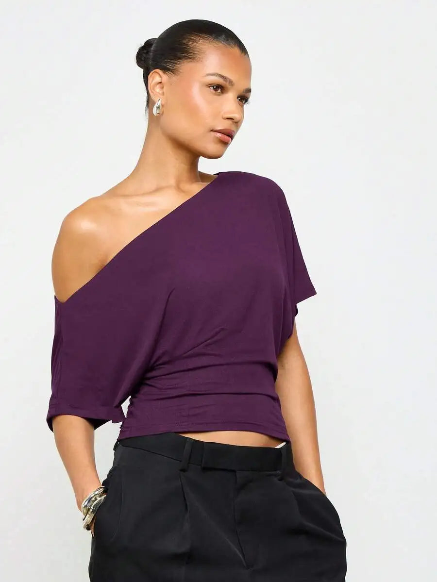 Asymmetrical Off-Shoulder Cropped Top