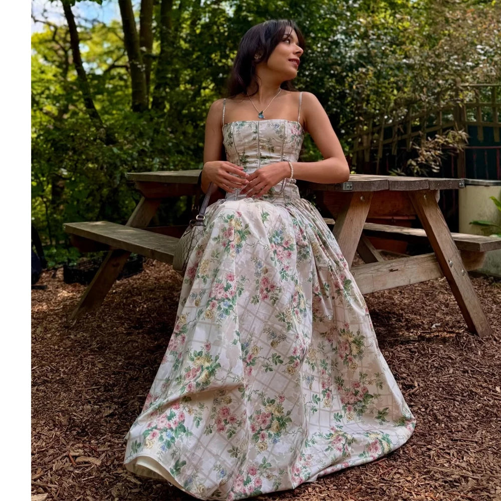 Maxi prendisole elegante a fantasia floreale