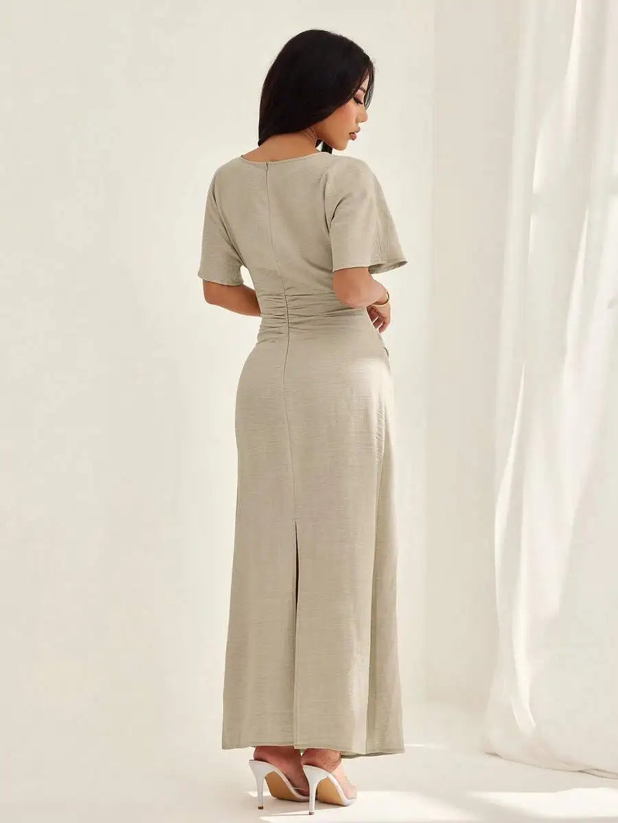 Elegante Vestito Midi Estivo in Misto Lino