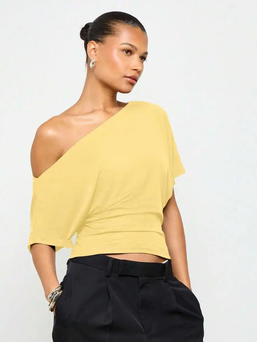 Asymmetrical Off-Shoulder Cropped Top