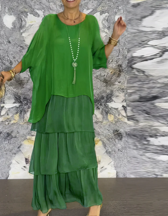 Zenova™ Julia | Lös maxiklänning med rund hals