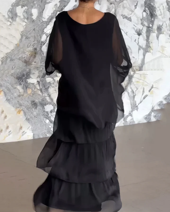 Zenova™ Julia | Lös maxiklänning med rund hals