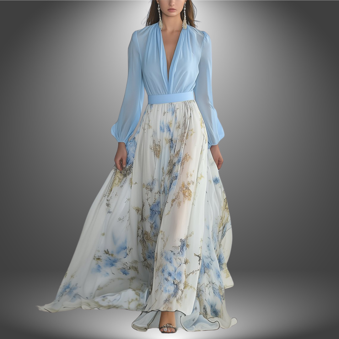 Zenova™ Cyana | Elegant långklänning med blommigt tryck