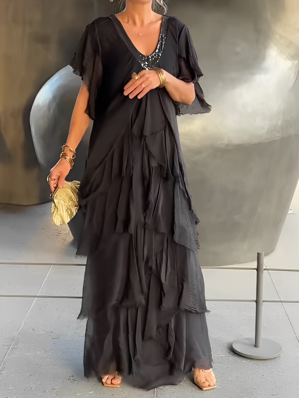 Zenova™ Valerie | Långklänning - ”V” halsringning