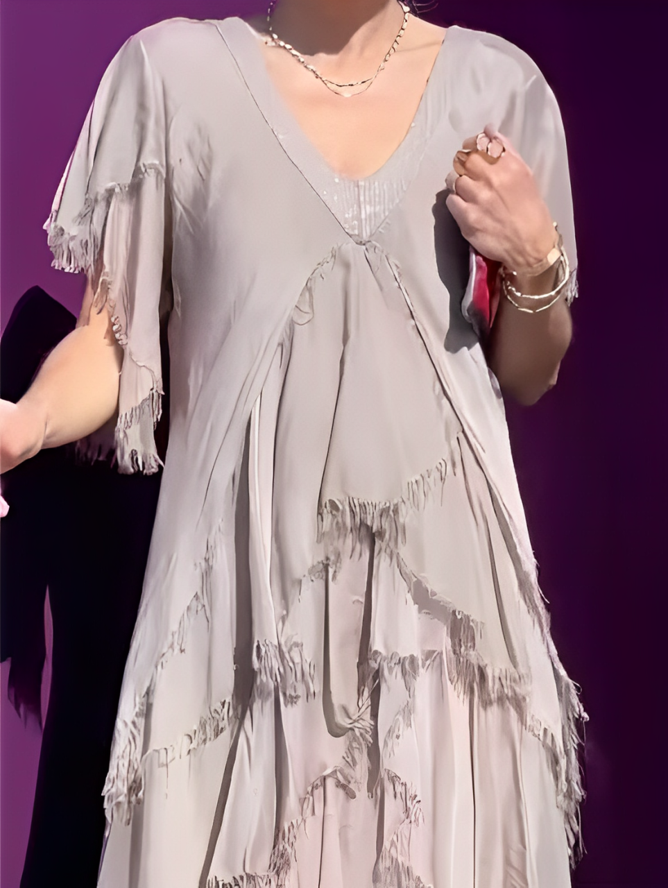 Zenova™ Valerie | Långklänning - ”V” halsringning