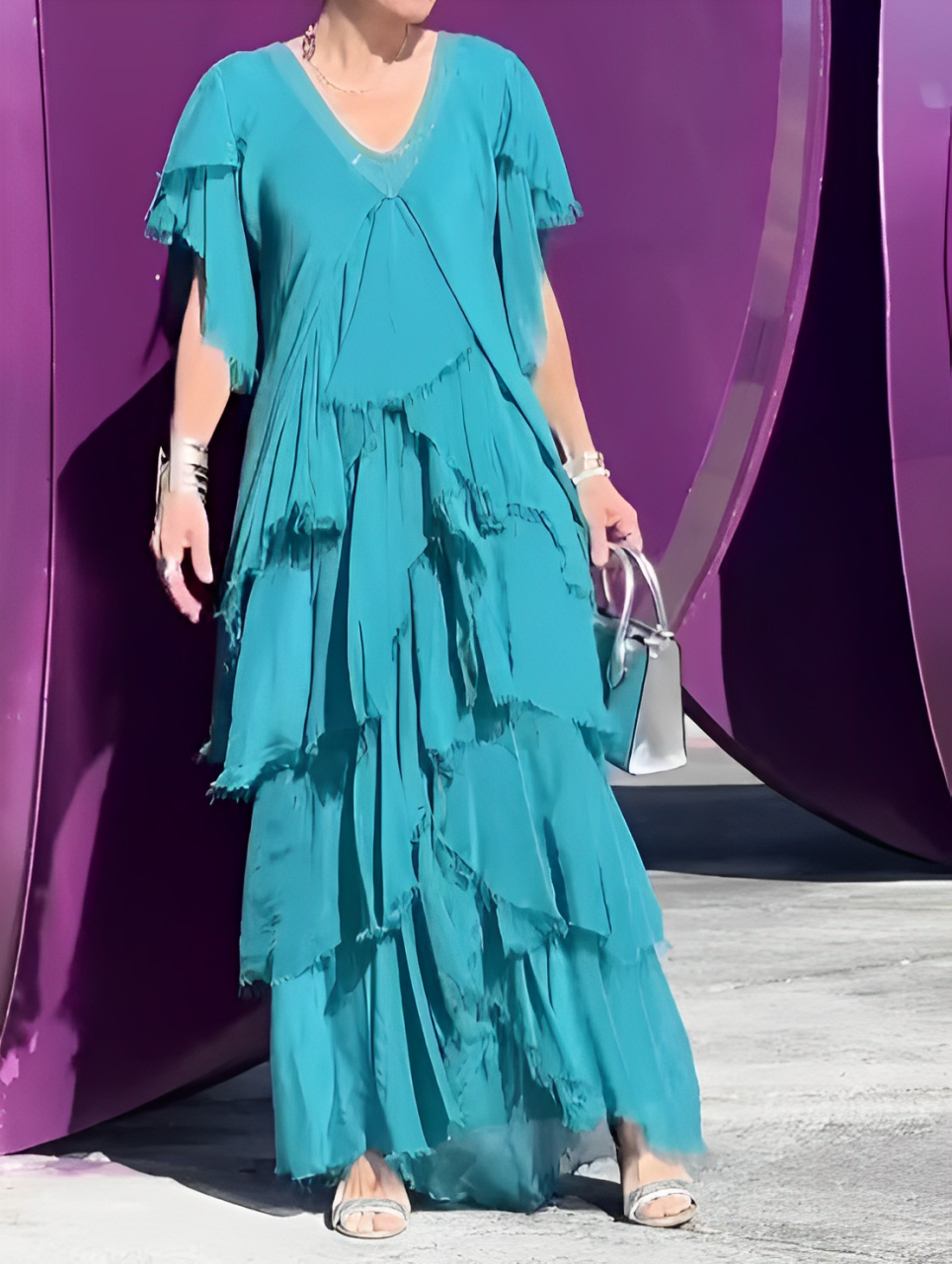 Zenova™ Valerie | Långklänning - ”V” halsringning