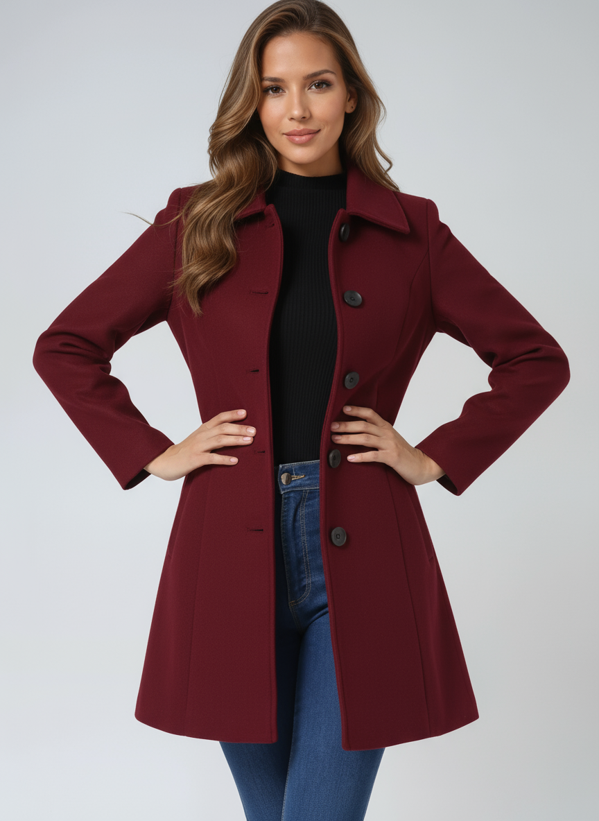 Zenova™ Bridgette| Women's Winter Coat with a Button