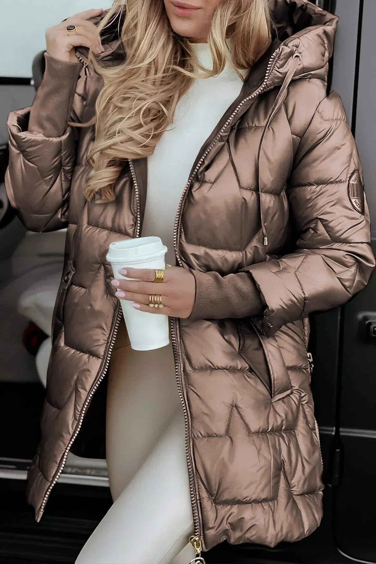 Zenova™ Channelie - Cappotto Invernale con Cappuccio