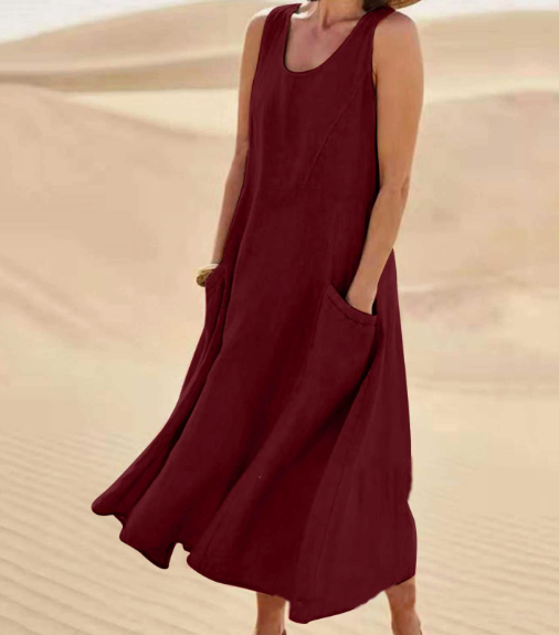 Merna | Comodo Vestito a Trapezio di Lunghezza Midi
