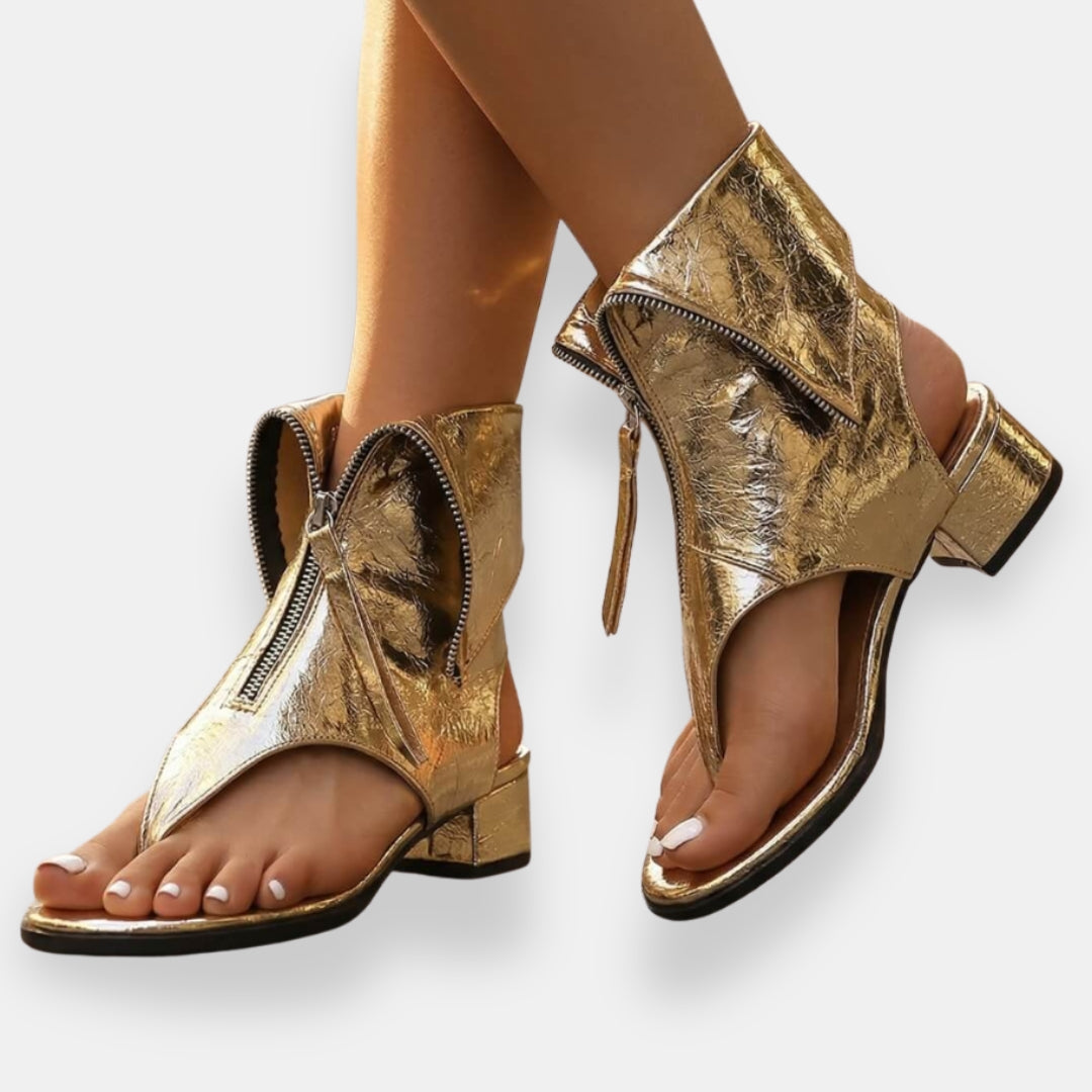 Octavienne | Sandali in Pelle Metallizzata con Zip