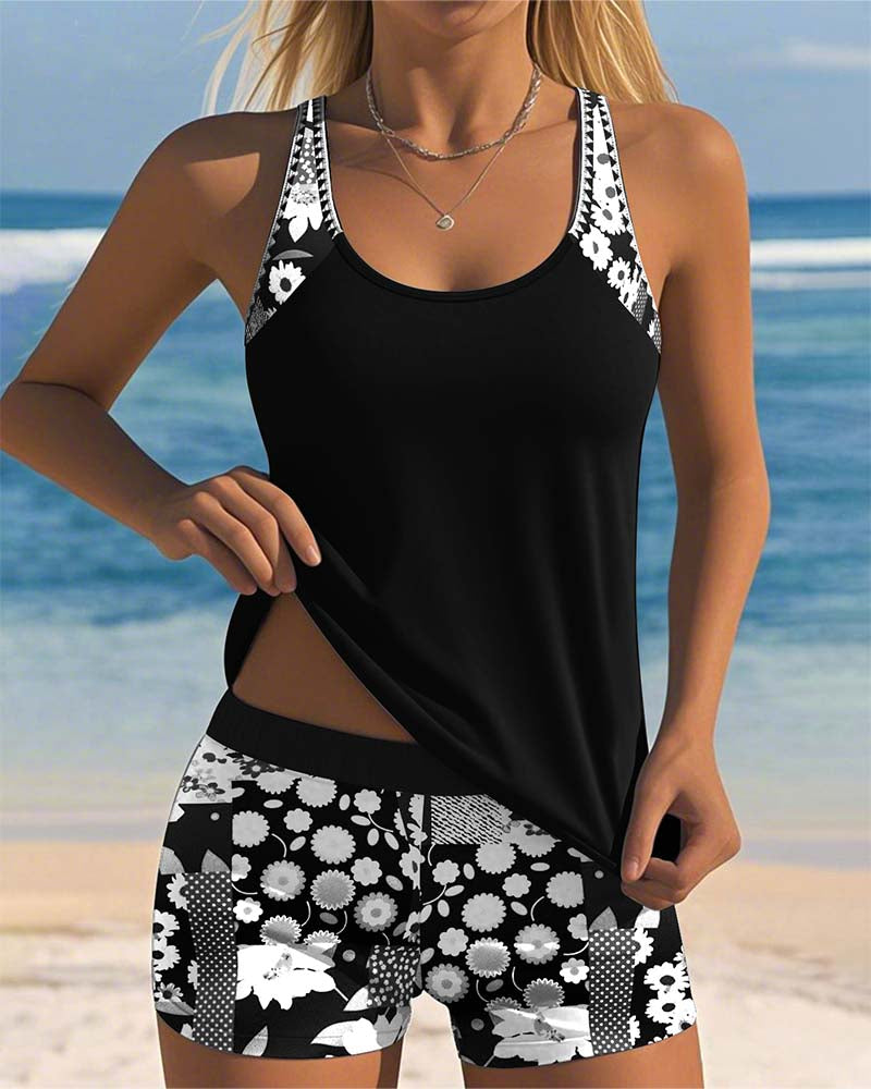 Zenova™ Mia | Baddräkt Tank Top Tryckt Boxer