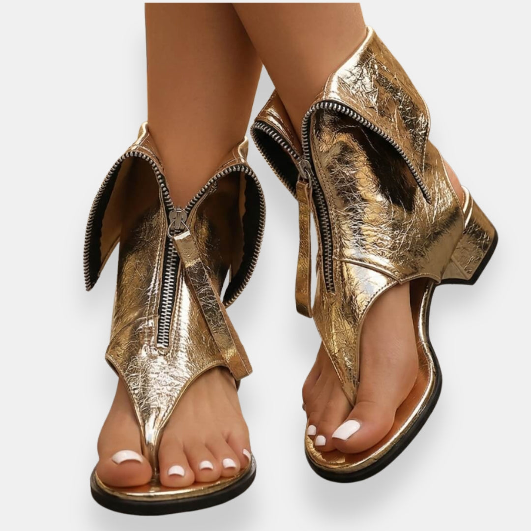 Octavienne | Sandali in Pelle Metallizzata con Zip
