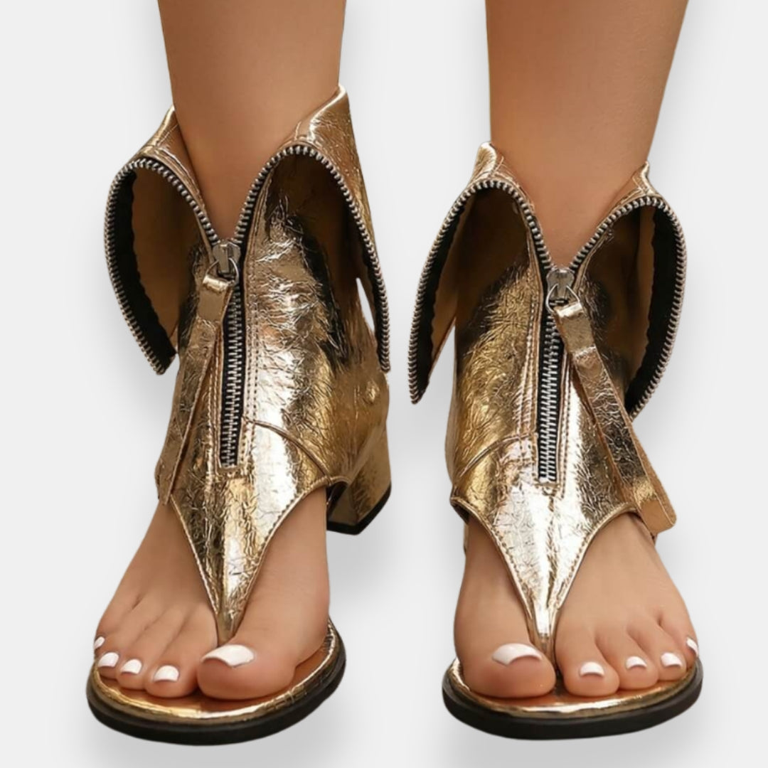 Octavienne | Sandali in Pelle Metallizzata con Zip