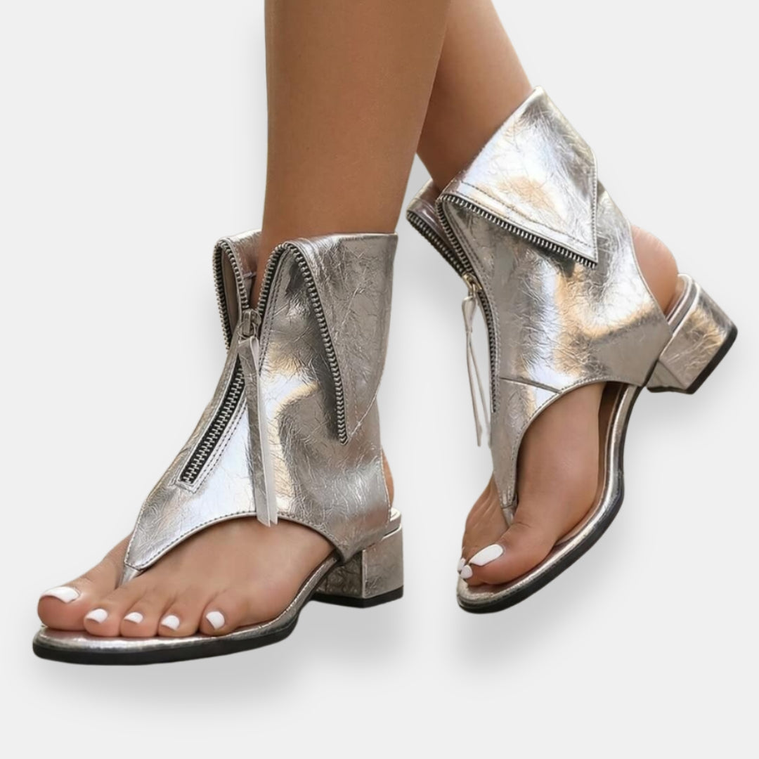 Octavienne | Sandali in Pelle Metallizzata con Zip