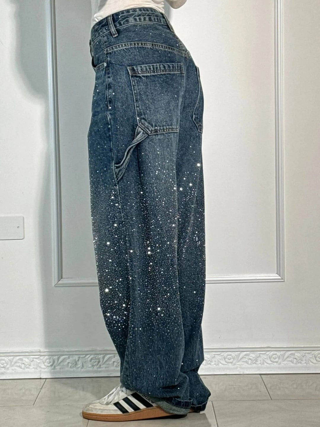 Zenova™ Crystal | Glitter Jeans med vida ben