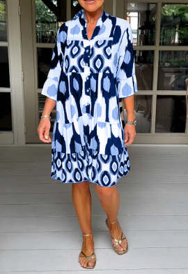 Zenova™ Mary | 3/4 SLeeve tryckt klänning