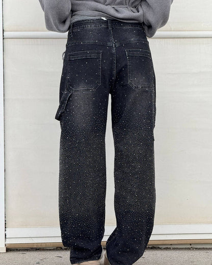 Zenova™ Crystal | Glitter Jeans med vida ben