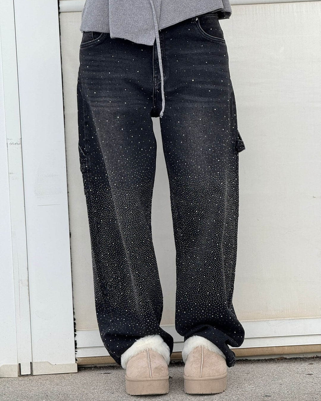 Zenova™ Crystal | Glitter Jeans med vida ben