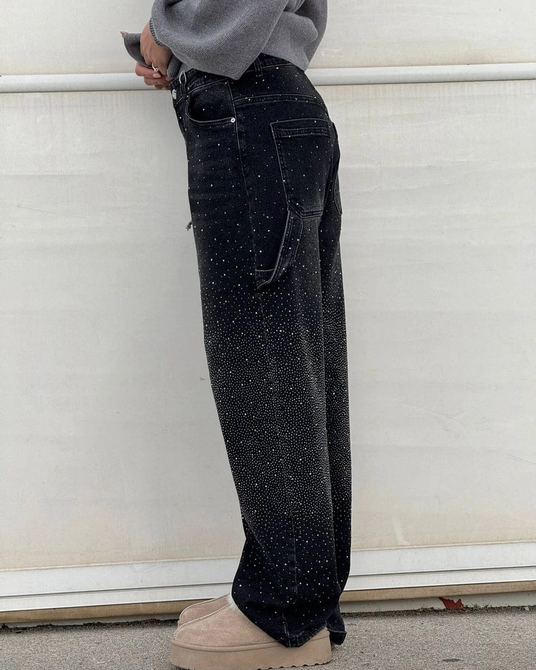 Zenova™ Crystal | Glitter Jeans med vida ben