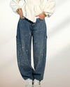 Zenova™ Crystal | Glitter Jeans med vida ben