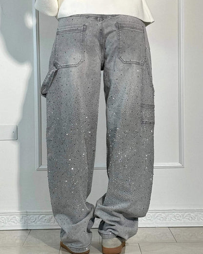 Zenova™ Crystal | Glitter Jeans med vida ben