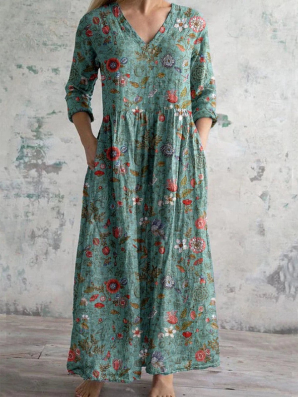 Zenova™  Celestine | Maxiklänning med vintageblommönster